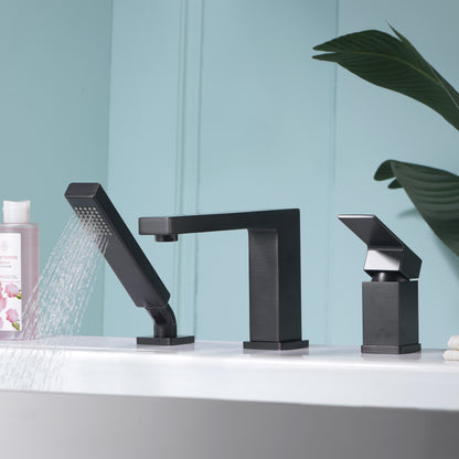 Single-Handle Deck-Mount Roman Tub Faucet with Hand Shower in Oil Rubbed Bronze