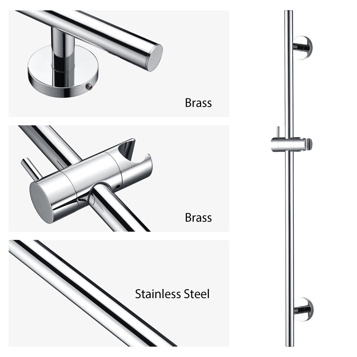 SB01-30-C 30 in. Adjustable Slide Bar for Handheld Showerheads in Chrome