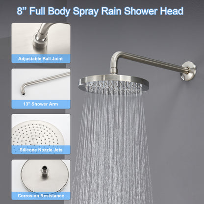 Single Handle 1-Spray Shower Faucet 1.8 GPM with Pressure Balance, Anti Scald in Brushed Nickel (Valve Included)