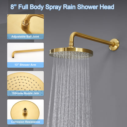 Single Handle 1-Spray Shower Faucet 1.8 GPM with Pressure Balance, Anti Scald in Brushed Gold (Valve Included)