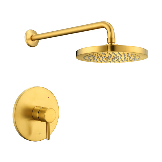 Single Handle 1-Spray Shower Faucet 1.8 GPM with Pressure Balance, Anti Scald in Brushed Gold (Valve Included)