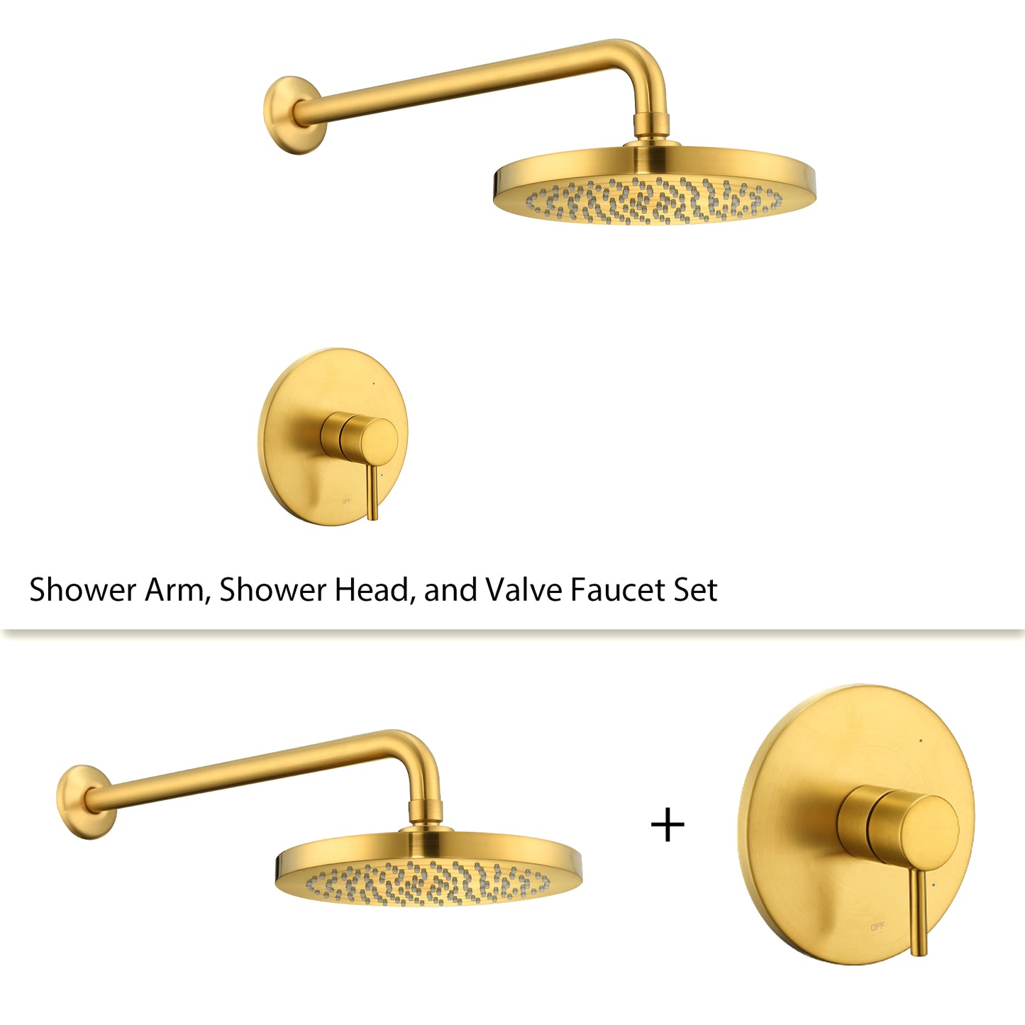 Single Handle 1-Spray Shower Faucet 1.8 GPM with Pressure Balance, Anti Scald in Brushed Gold (Valve Included)