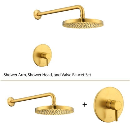 Single Handle 1-Spray Shower Faucet 1.8 GPM with Pressure Balance, Anti Scald in Brushed Gold (Valve Included)