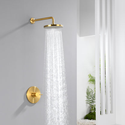 Single Handle 1-Spray Shower Faucet 1.8 GPM with Pressure Balance, Anti Scald in Brushed Gold (Valve Included)