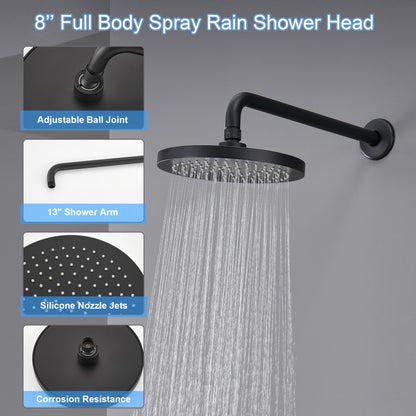 Single Handle 1-Spray Shower Faucet 1.8 GPM with Pressure Balance, Anti Scald in Matte Black (Valve Included)