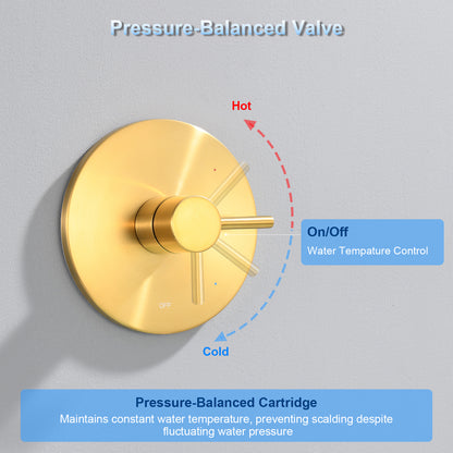 Single-Handle 1-Spray Tub and Shower Faucet 1.8 GPM with Valve in Brushed Gold (Valve Included)