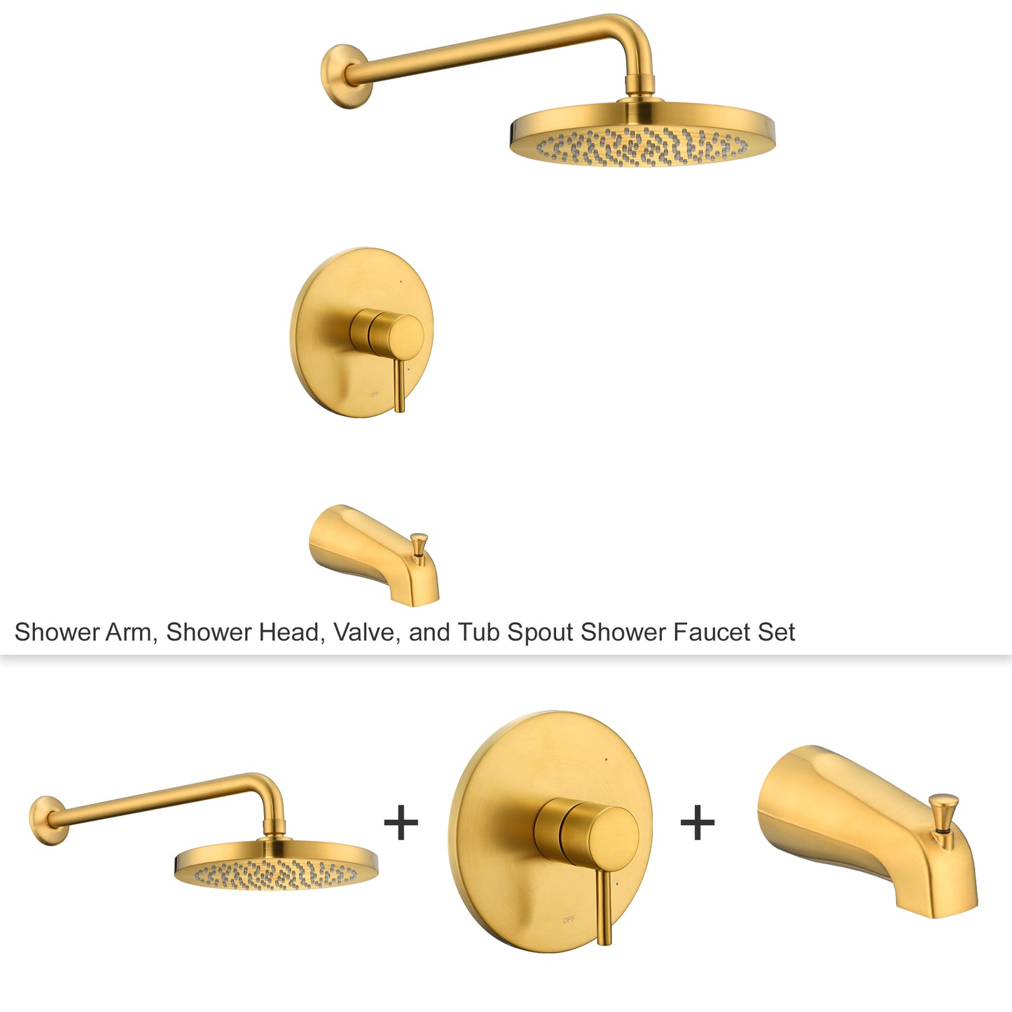 Single-Handle 1-Spray Tub and Shower Faucet 1.8 GPM with Valve in Brushed Gold (Valve Included)