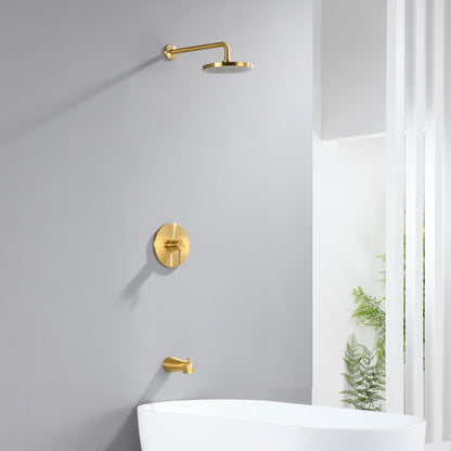 Single-Handle 1-Spray Tub and Shower Faucet 1.8 GPM with Valve in Brushed Gold (Valve Included)