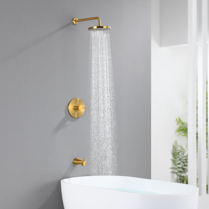 Single-Handle 1-Spray Tub and Shower Faucet 1.8 GPM with Valve in Brushed Gold (Valve Included)