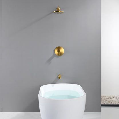 Single-Handle 1-Spray Tub and Shower Faucet 1.8 GPM with Valve in Brushed Gold (Valve Included)