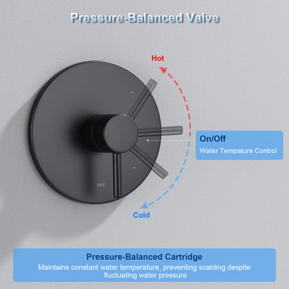 Single-Handle 1-Spray Tub and Shower Faucet 1.8 GPM with Valve in Matte Black (Valve Included)