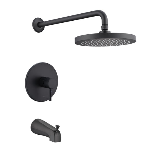 Single-Handle 1-Spray Tub and Shower Faucet 1.8 GPM with Valve in Matte Black (Valve Included)