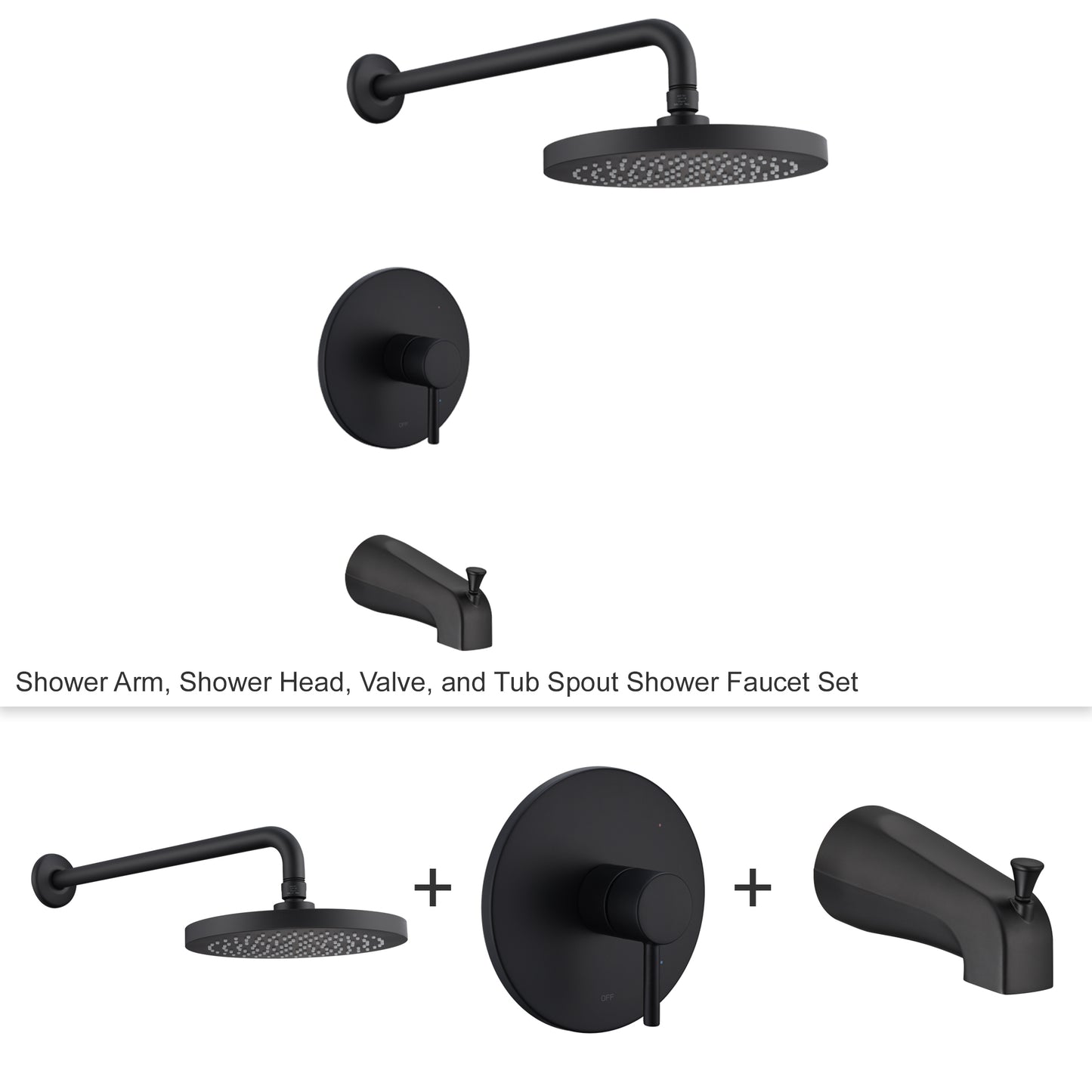 Single-Handle 1-Spray Tub and Shower Faucet 1.8 GPM with Valve in Matte Black (Valve Included)