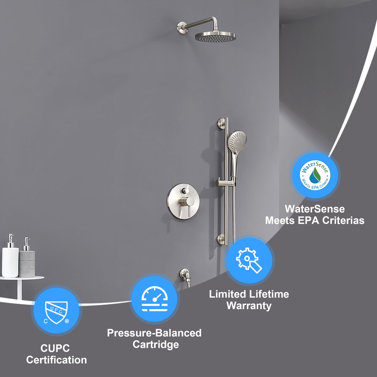 Single-Handle 3-Spray 24 in. Wall Bar Shower Faucet Kit with Hand Shower in Brushed Nickel (Valve Included)