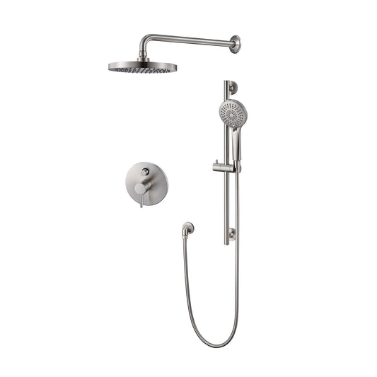 Single-Handle 3-Spray 24 in. Wall Bar Shower Faucet Kit with Hand Shower in Brushed Nickel (Valve Included)