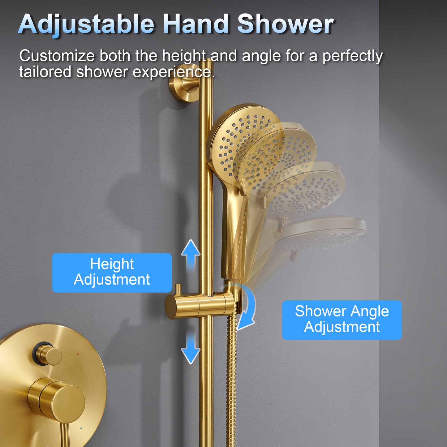 SS-D02-TG Single-Handle 3-Spray 24 in. Wall Bar Shower Faucet Kit with Hand Shower in Brushed Gold (Valve Included)