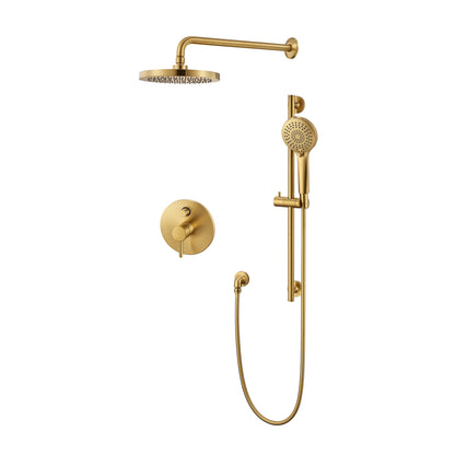 SS-D02-TG Single-Handle 3-Spray 24 in. Wall Bar Shower Faucet Kit with Hand Shower in Brushed Gold (Valve Included)