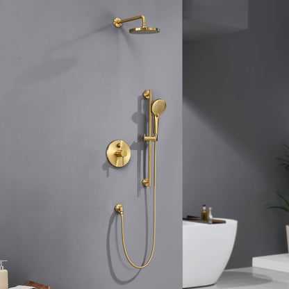 SS-D02-TG Single-Handle 3-Spray 24 in. Wall Bar Shower Faucet Kit with Hand Shower in Brushed Gold (Valve Included)