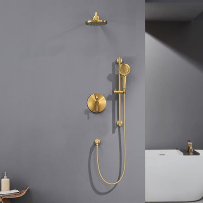 SS-D02-TG Single-Handle 3-Spray 24 in. Wall Bar Shower Faucet Kit with Hand Shower in Brushed Gold (Valve Included)