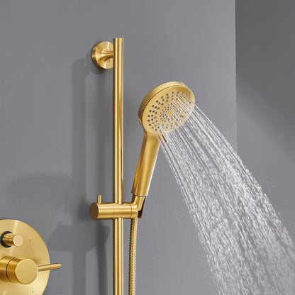 SS-D02-TG Single-Handle 3-Spray 24 in. Wall Bar Shower Faucet Kit with Hand Shower in Brushed Gold (Valve Included)