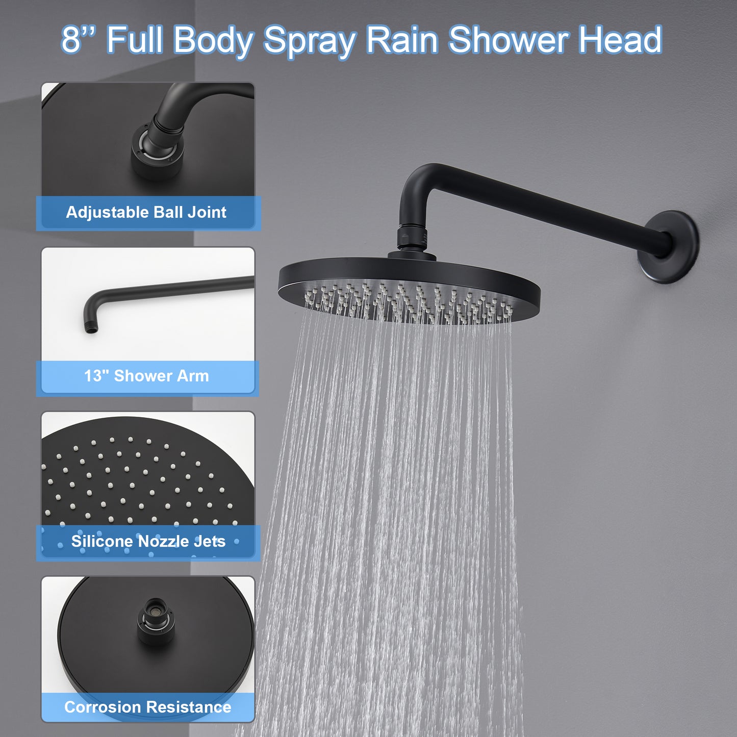 Single-Handle 3-Spray 24 in. Wall Bar Shower Faucet Kit with Hand Shower in Matte Black (Valve Included)