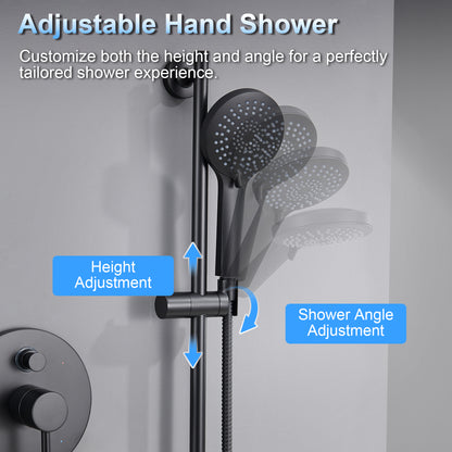 Single-Handle 3-Spray 24 in. Wall Bar Shower Faucet Kit with Hand Shower in Matte Black (Valve Included)