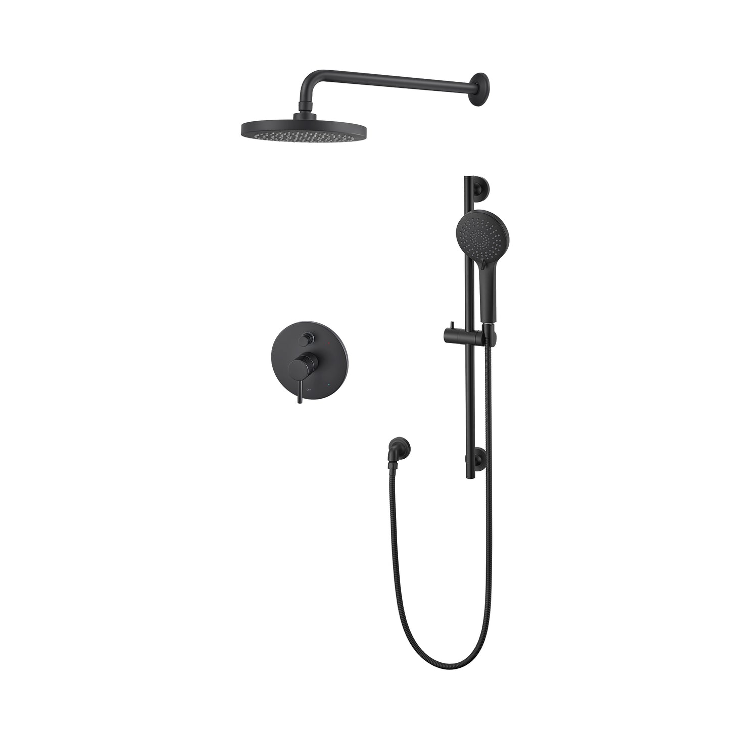 Single-Handle 3-Spray 24 in. Wall Bar Shower Faucet Kit with Hand Shower in Matte Black (Valve Included)