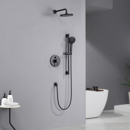 Single-Handle 3-Spray 24 in. Wall Bar Shower Faucet Kit with Hand Shower in Matte Black (Valve Included)