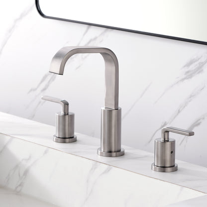 Contemporary 8 in. Widespread 2-Handle Bathroom Faucet with Pop-Up Drain in Brushed Nickel