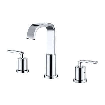 Contemporary 8 in. Widespread 2-Handle Bathroom Faucet with Pop-Up Drain in Chrome