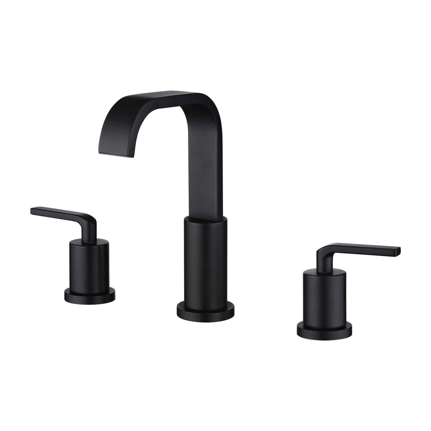 Contemporary 8 in. Widespread 2-Handle Bathroom Faucet with Pop-Up Drain in Matte Black