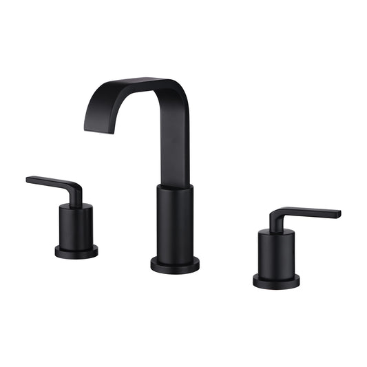 WSP03-TM Contemporary 8 in. Widespread 2-Handle Bathroom Faucet with Pop-Up Drain in Matte Black