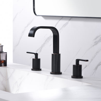 Contemporary 8 in. Widespread 2-Handle Bathroom Faucet with Pop-Up Drain in Oil Rubbed Bronze