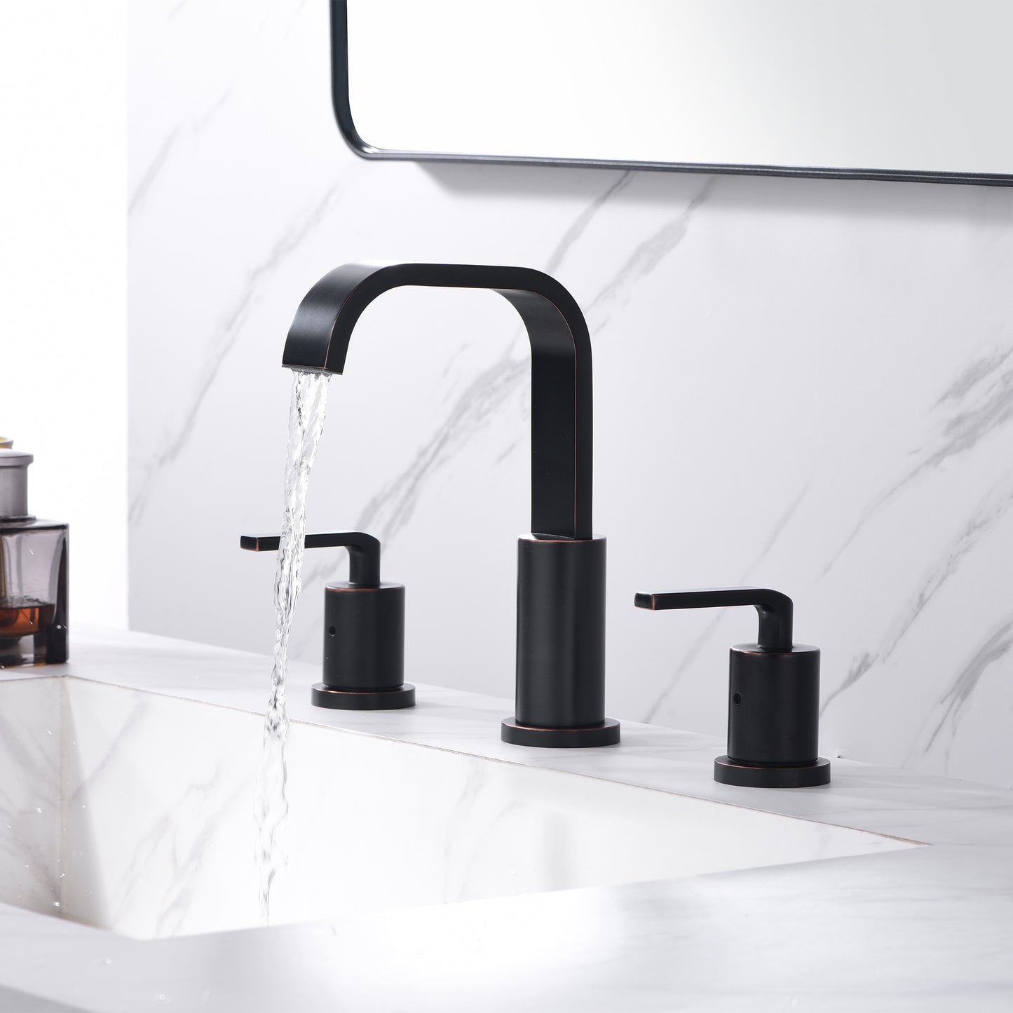 Contemporary 8 in. Widespread 2-Handle Bathroom Faucet with Pop-Up Drain in Oil Rubbed Bronze