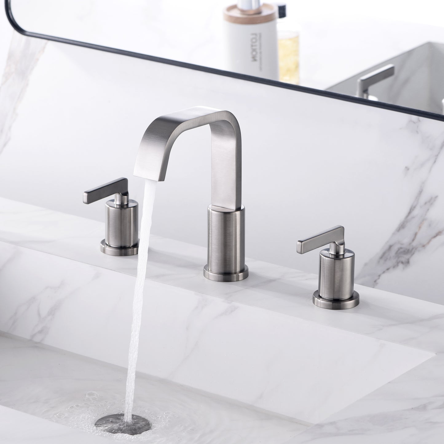 Contemporary 8 in. Widespread 2-Handle Bathroom Faucet in Brushed Nickel