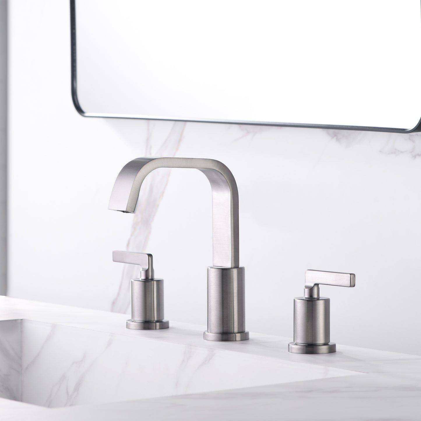 Contemporary 8 in. Widespread 2-Handle Bathroom Faucet in Brushed Nickel