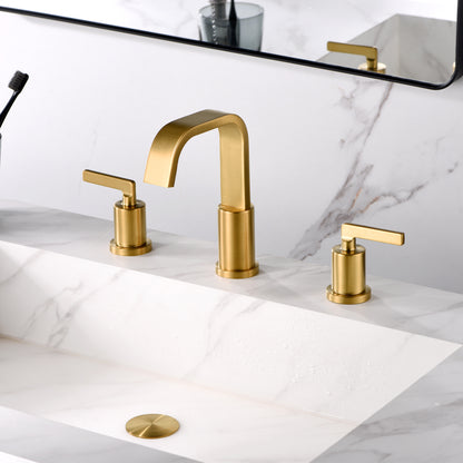 Contemporary 8 in. Widespread 2-Handle Bathroom Faucet in Brushed Gold