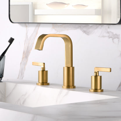 Contemporary 8 in. Widespread 2-Handle Bathroom Faucet in Brushed Gold