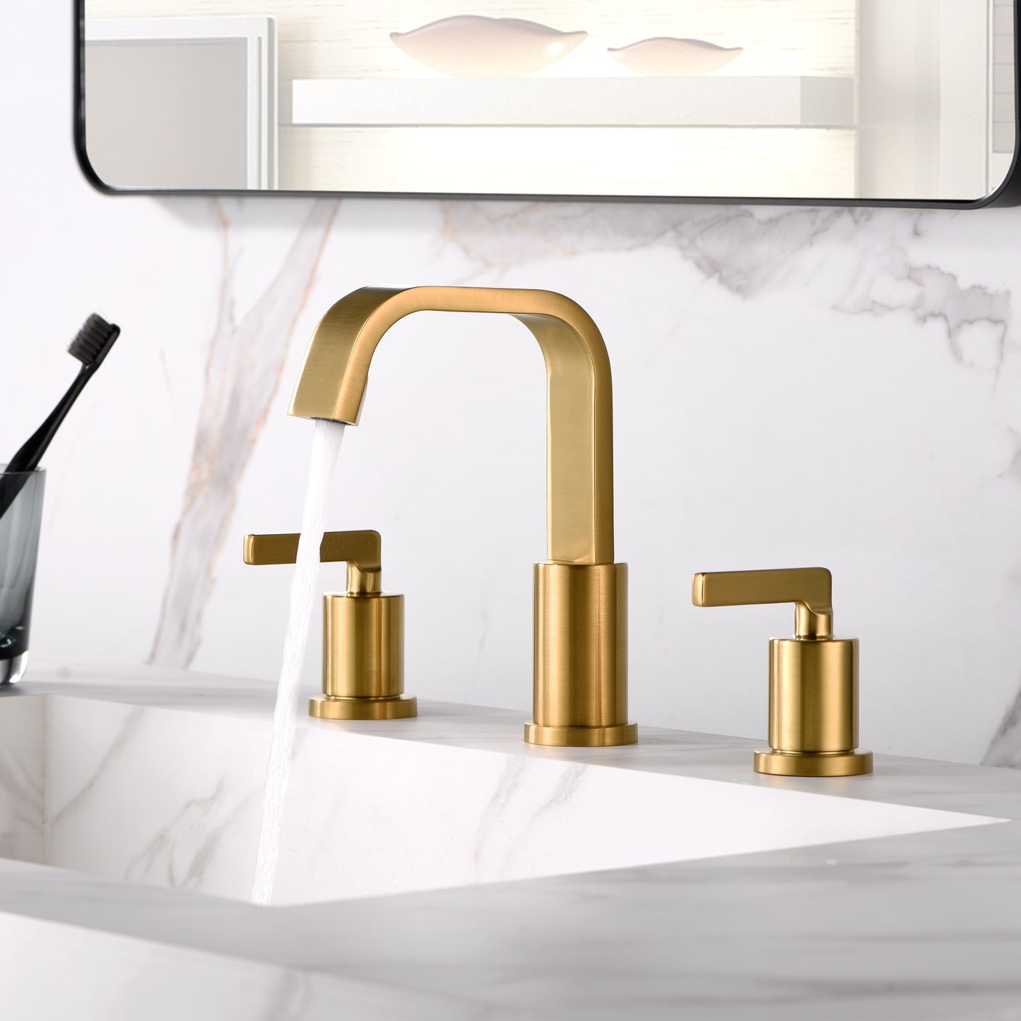 Contemporary 8 in. Widespread 2-Handle Bathroom Faucet in Brushed Gold