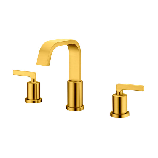 Contemporary 8 in. Widespread 2-Handle Bathroom Faucet in Brushed Gold