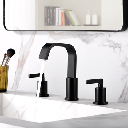 Contemporary 8 in. Widespread 2-Handle Bathroom Faucet in Matte Black