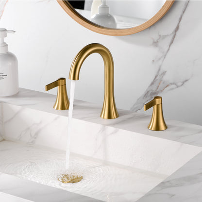 Contemporary 8 in. Widespread 2-Handle Bathroom Faucet in Brushed Gold