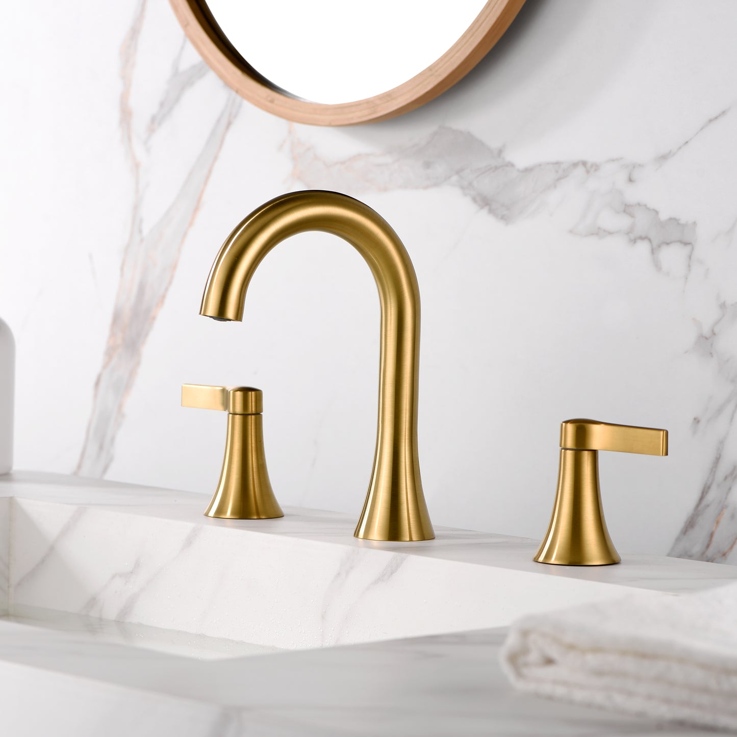 Contemporary 8 in. Widespread 2-Handle Bathroom Faucet in Brushed Gold