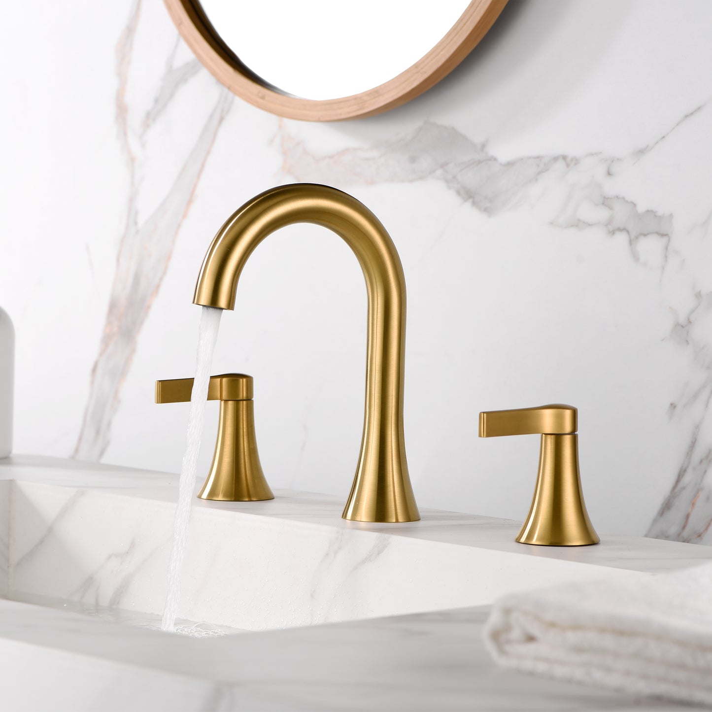 Contemporary 8 in. Widespread 2-Handle Bathroom Faucet in Brushed Gold