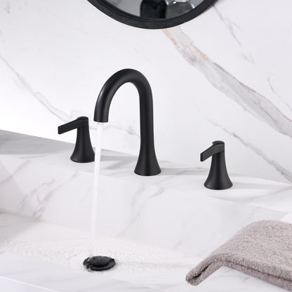 Contemporary 8 in. Widespread 2-Handle Bathroom Faucet in Matte Black