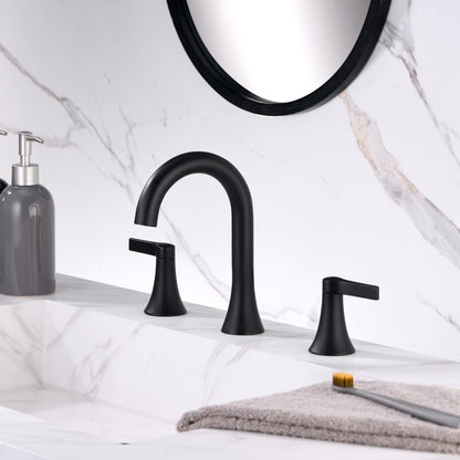 Contemporary 8 in. Widespread 2-Handle Bathroom Faucet in Matte Black