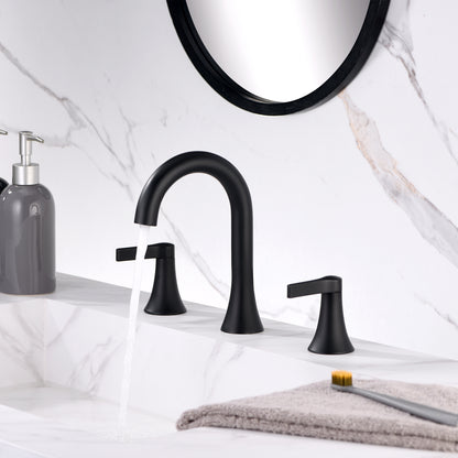 Contemporary 8 in. Widespread 2-Handle Bathroom Faucet in Matte Black