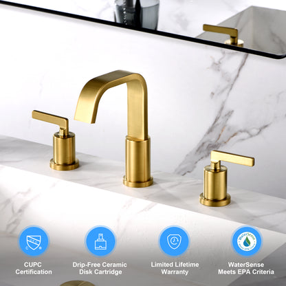 Raiden WSP14-TG 8 in. Widespread 2-Handle Bathroom Faucet in Brushed Gold