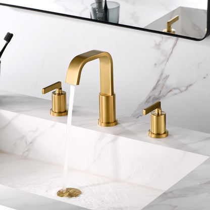 Raiden WSP14-TG 8 in. Widespread 2-Handle Bathroom Faucet in Brushed Gold