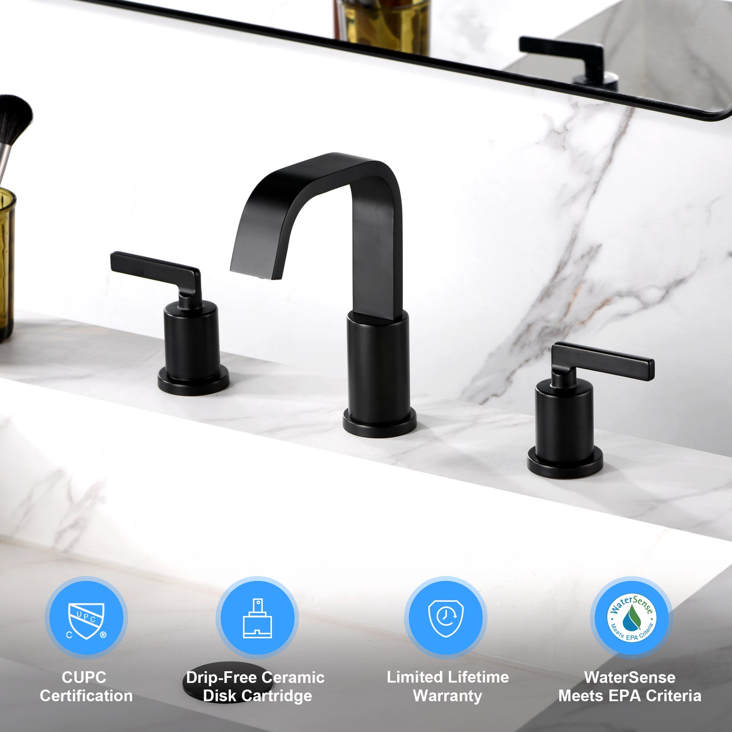 Raiden 8 in. Widespread 2-Handle Bathroom Faucet in Matte Black